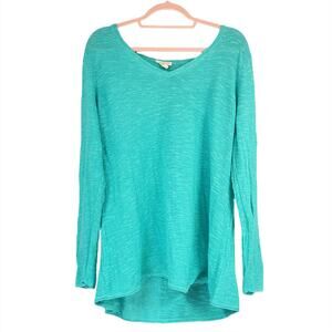 EILEEN FISHER Organic Linen & Cotton V-Neck Slub Tunic Sweater Sea Breeze Sz 1X